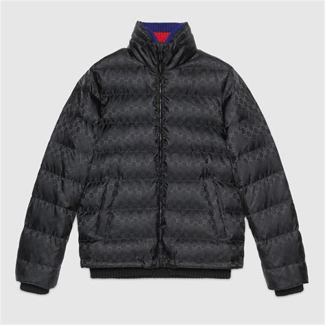 gucci gg jacquard nylon padded jacket|Gucci jacquard jacket slim large.